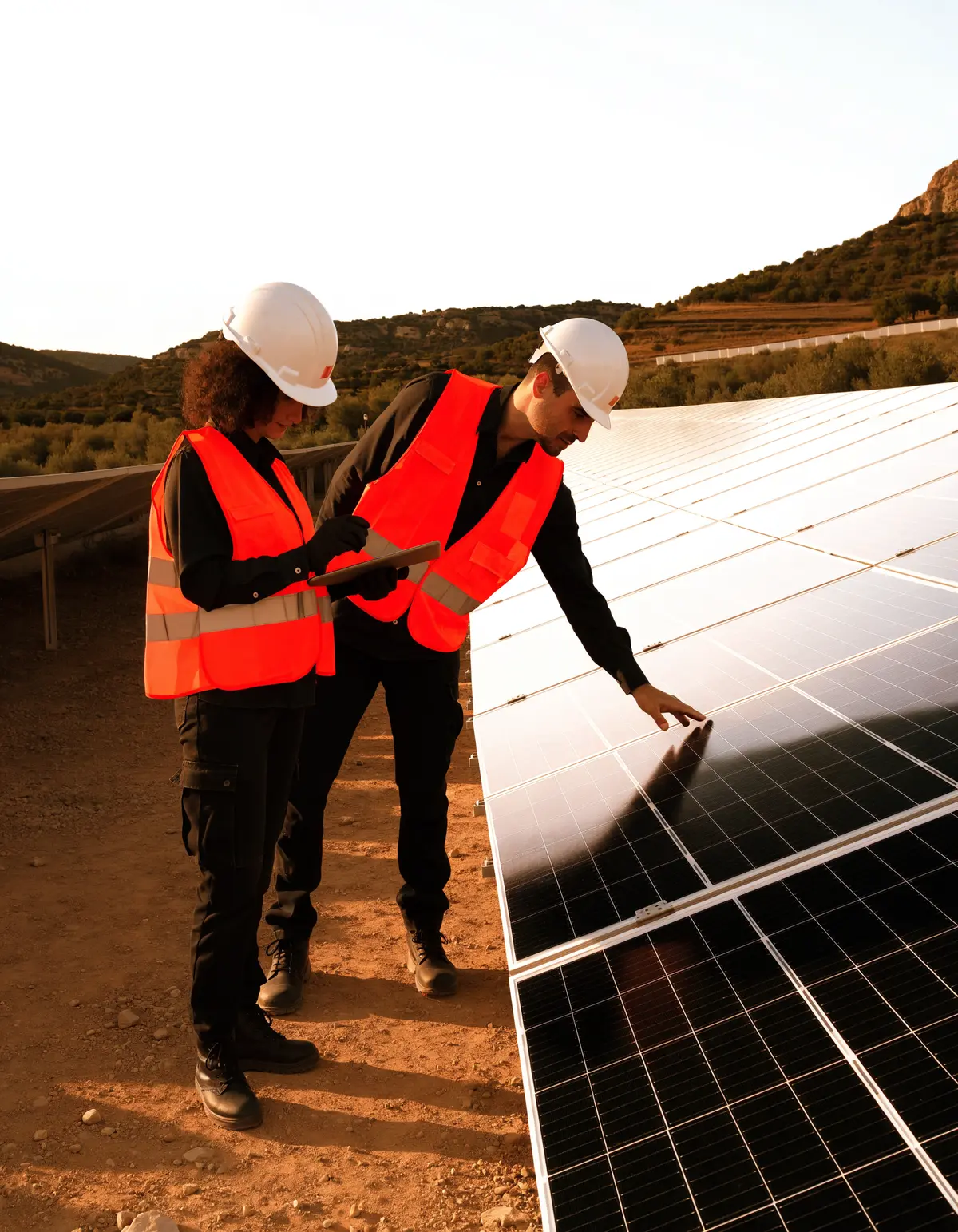 Tecnici Horus Energy durante il controllo di un impianto fotovoltaico