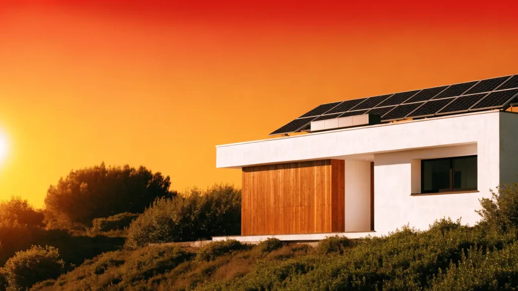 Tecnico su un tetto residenziale con pannelli fotovoltaici in Sicilia