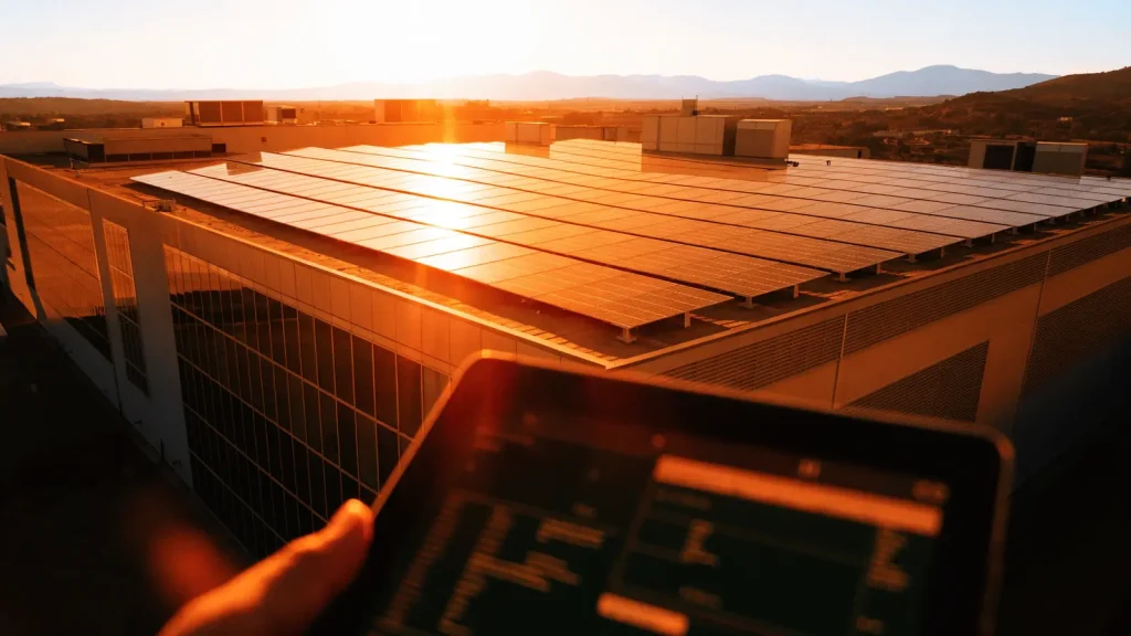 Impianto fotovoltaico su una grande copertura industriale