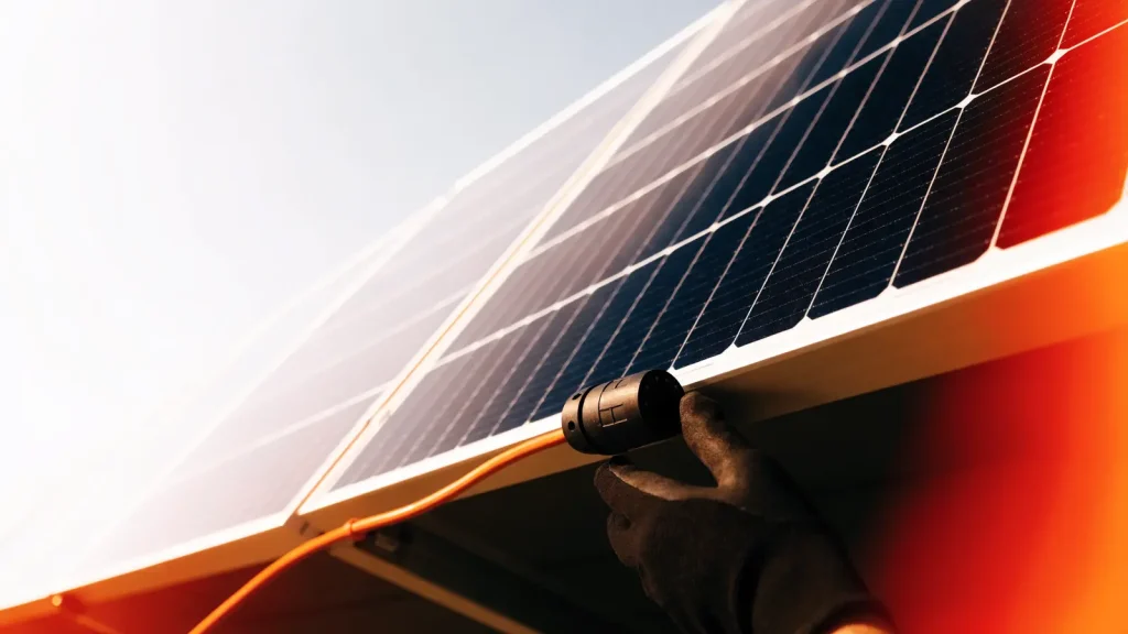 Dettaglio di pannelli fotovoltaici moderni su un’abitazione